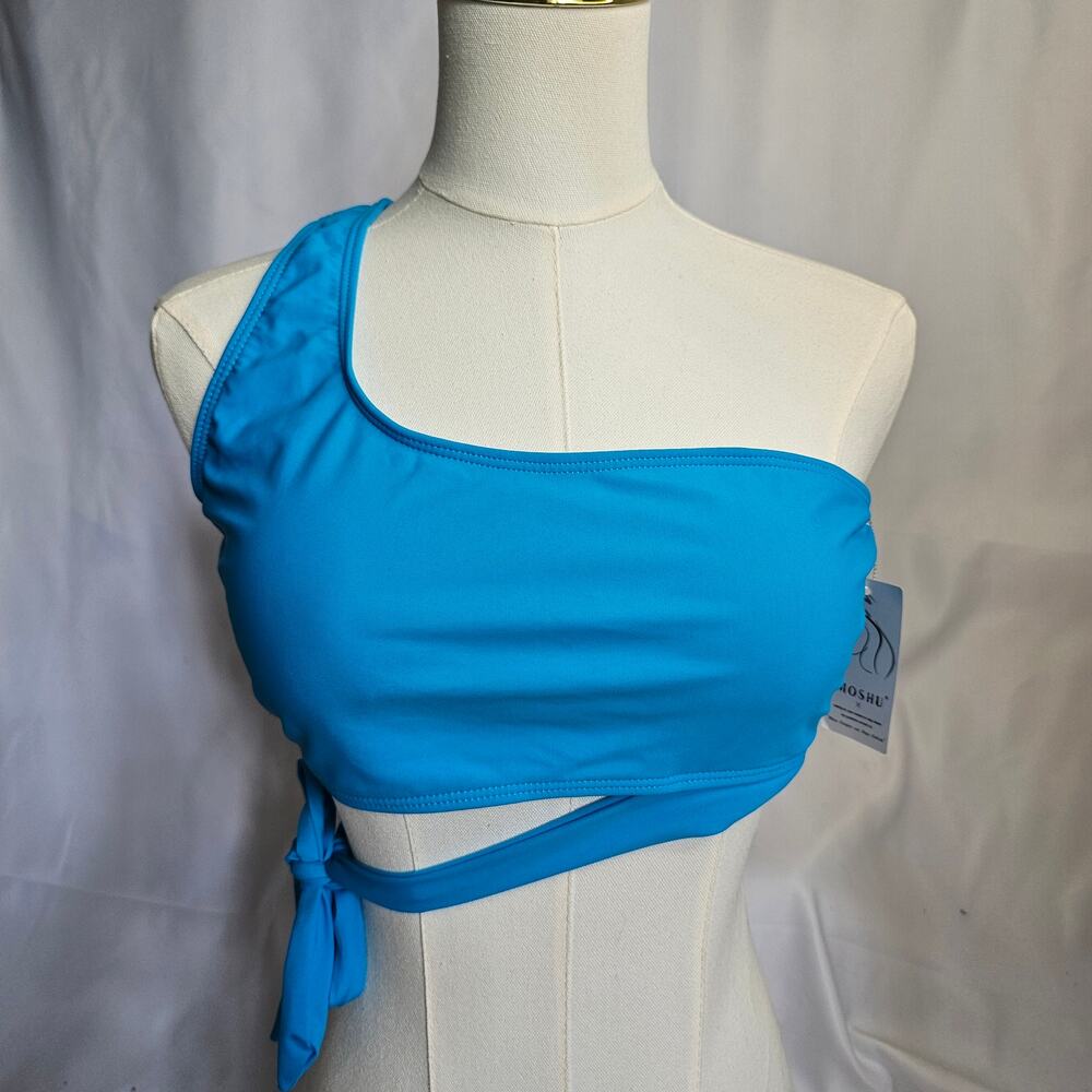 NWT M Moshu One-Shoulder Side-Tie Bandeau Bikini Top